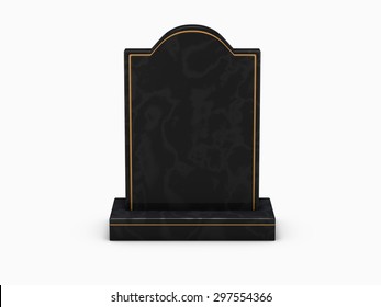 Black Marble Gravestone On White Background