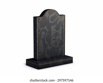 Black Marble Gravestone On White Background