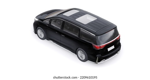 Black Minivan Family City Car. Premium Business Car. 3D Illustration.