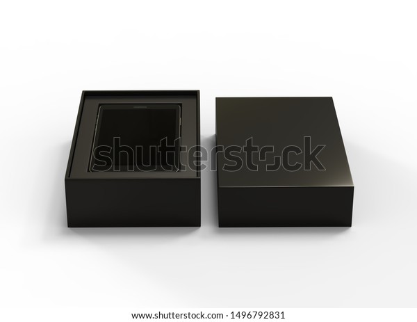 Download Black Mobile Packaging Box Mockup Template Stock Illustration 1496792831