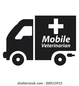 Black Mobile Veterinarian Icon Or Label Isolated On White Background