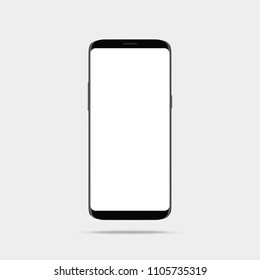 Black Modern Smartphone Mockup With Large Frameless Screen On Gray, 3d Rendering