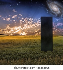 Black Monolith In Landscape