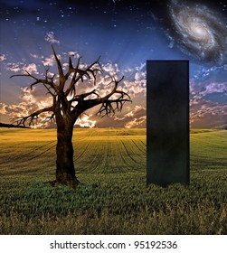 Black Monolith In Landscape