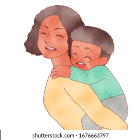 Black mother carrying a child - Powered by Shutterstock