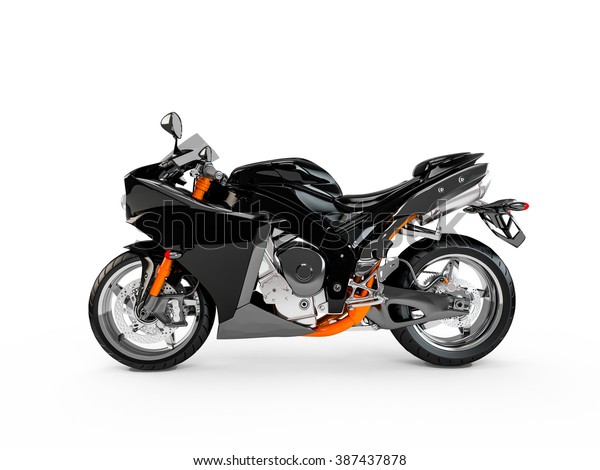 Black Motorcycle Isolated On White Background Stock Illustration 387437878