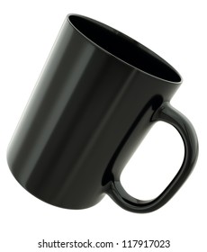 Black Mug Isolated On White Background. 3D Render.