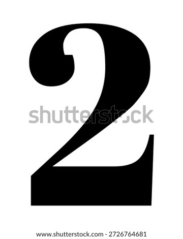 Black number two, number printable 