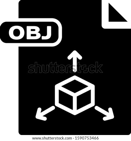 Black OBJ file document. Download obj button icon isolated on white background. OBJ file symbol.  
