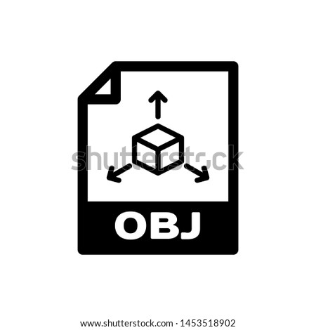 Black OBJ file document icon. Download obj button icon isolated. OBJ file symbol