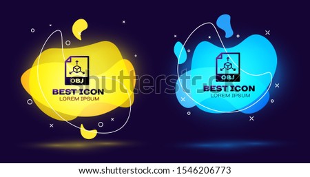 Black OBJ file document icon. Download obj button icon isolated. OBJ file symbol. Set of liquid color abstract geometric shapes