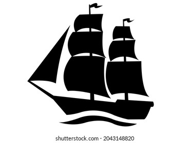 Black Ocean Ship White Background Stock Illustration 2043148820 ...