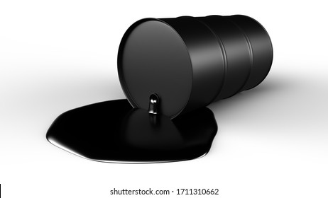 Black Oil Barrels Isolated On White. 3D-rendering.