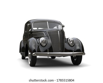 Black Old Timer Vintage Car - Front Shot - 3D Illustration