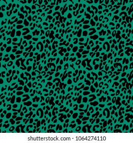 Black On Green Leopard Print Seamless Repeat Pattern Background