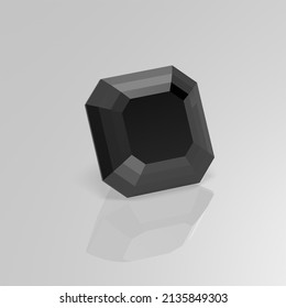 Black Onyx Gemstone Asscher 3D Render