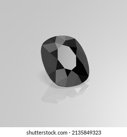 Black Onyx Gemstone Cushion 3D Render