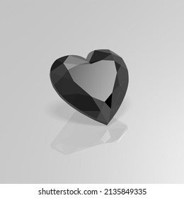 Black Onyx Gemstone Heart 3D Render