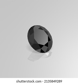 Black Onyx Gemstone Oval 3D Render