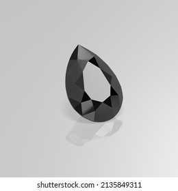 Black Onyx Gemstone Pear 3D Render