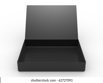 Black Opened Cardboard Box On White Background