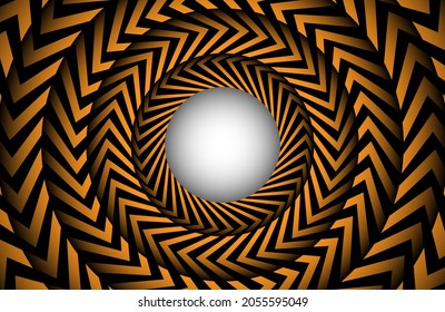 Black and orange color 3d Wavy zig zag abstract circular optical Illusion. image for decoration, wallpaper and stretch ceiling