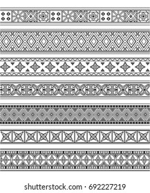 Black Outline Embroidery Borders Set Traditional Stock Illustration ...