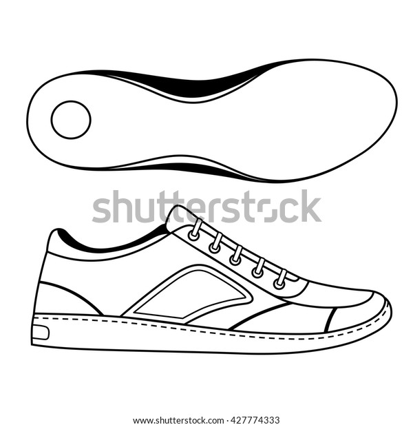 Black Outlined Sneakers Shoe Sole Stock Illustration 427774333 ...