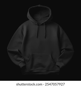 Black Oversized Hoodie Mockup on Black Background. High quality photo