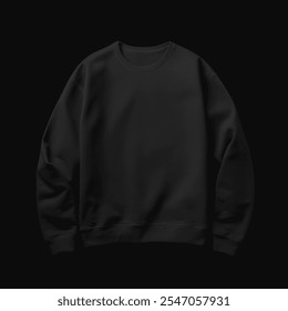 Black Oversized Sweatshirt Mockup on Black Background. High quality photo