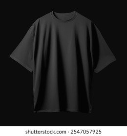 Black Oversized T-shirt Mockup on Black Background. High quality photo