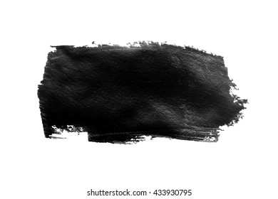 Black Paint Smear Stroke Stain On White Background