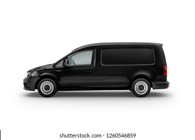 Black Panel Van Vehicle left view. 3D rendering