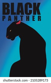 Black Panther On A Blue Background