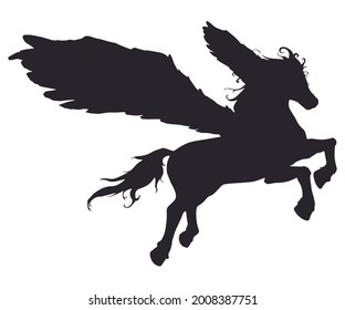 Black Pegasus Horse Flying With Wings