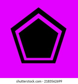 A Black Pentagon With A Black Pentagon Line Behind It With A Purple Background