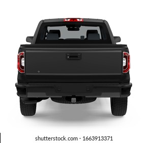 Black Pickup Truck Isolated (back view). 3D rendering