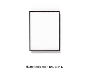 Black Picture Frame, 3d Render Thin Frame With Empty Space For Decorative Uses