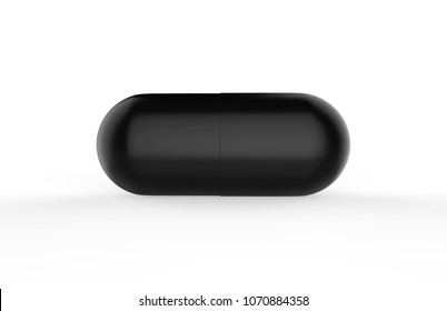 Black pills on isolated white background, 3d illustration