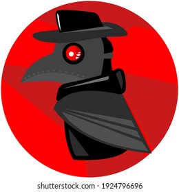 Black Plague Mask. Red Background. Black Plague Pandemic