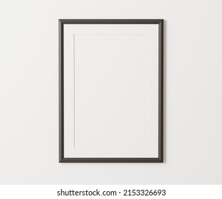 Black Portrait Frame With Mat Mockup On White Wall, 3:4 Ratio, 30x40 Cm, 18x24