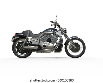 Black Powerful Motorcycle - Side View