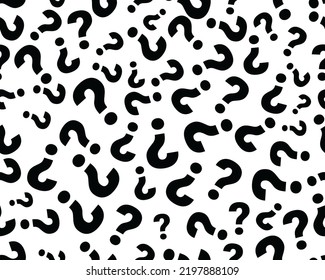 Black Question Mark On A White Background, Seamless Pattern 