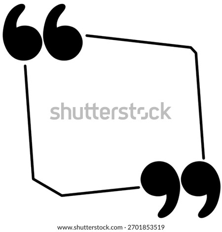 Black Quotation Mark Frame Icon with Cornered Lines
