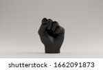 Black Raised Clenched Fist Anti Fascist Palm Side View 3d illustration 3d render 