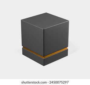 Black rectangular box on light background, Dark candle box, Mockup, isolated, 3d illustration