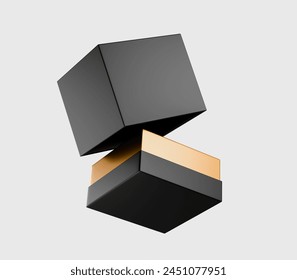 Black rectangular box on light background, Dark candle box Mockup, 3d illustration