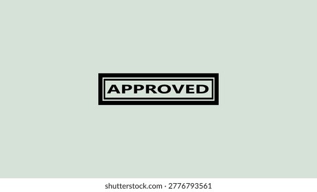 A black rectangular stamp with the word APPROVED in bold black letters on a light green background. The stamp has a thin white border inside a thicker black border. approved, stamp.