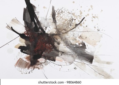 Black And Red Abstract Brush Painting