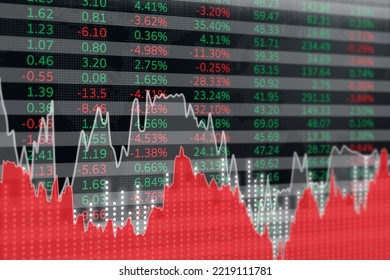 Black, Red, Gray And Green Finance Background With Columns, Lines, Numbers. 3D Render, Soft Focus